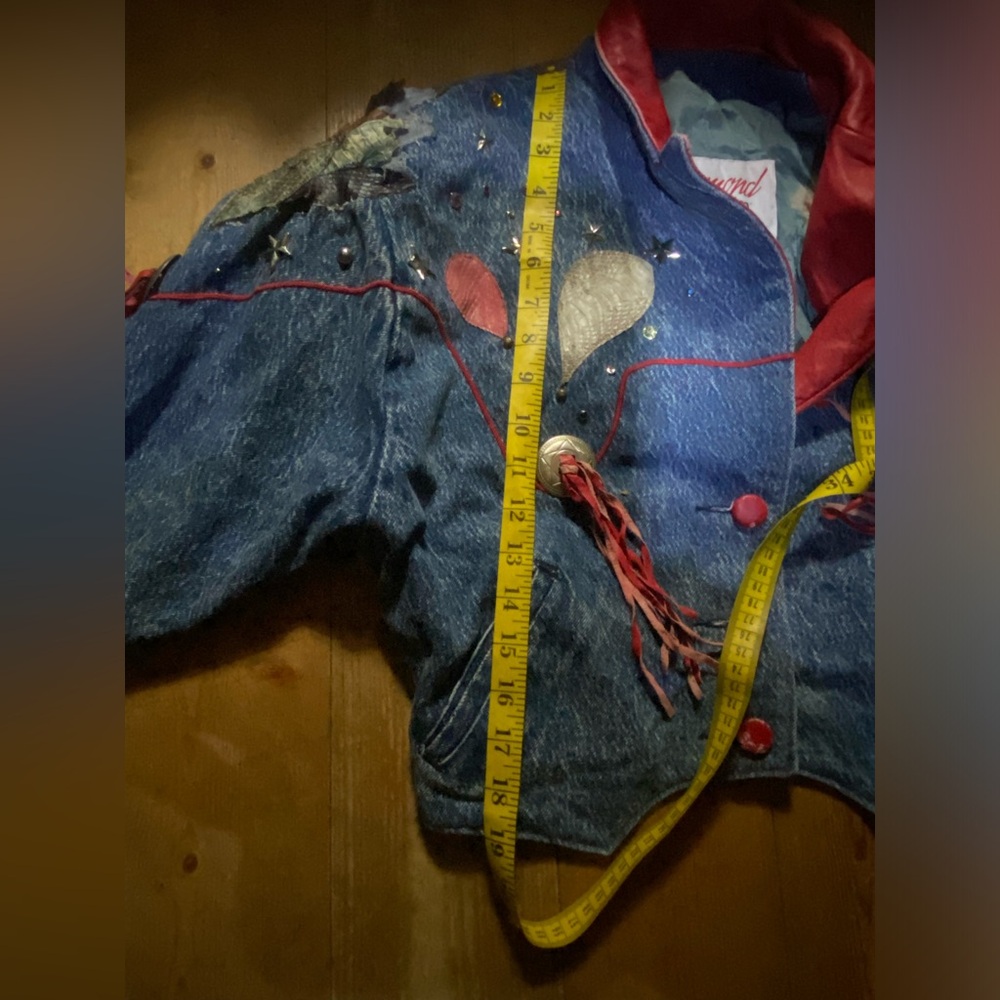 Vintage Denim Rodeo Jacket with Red leather Accents - Picture 14 of 14